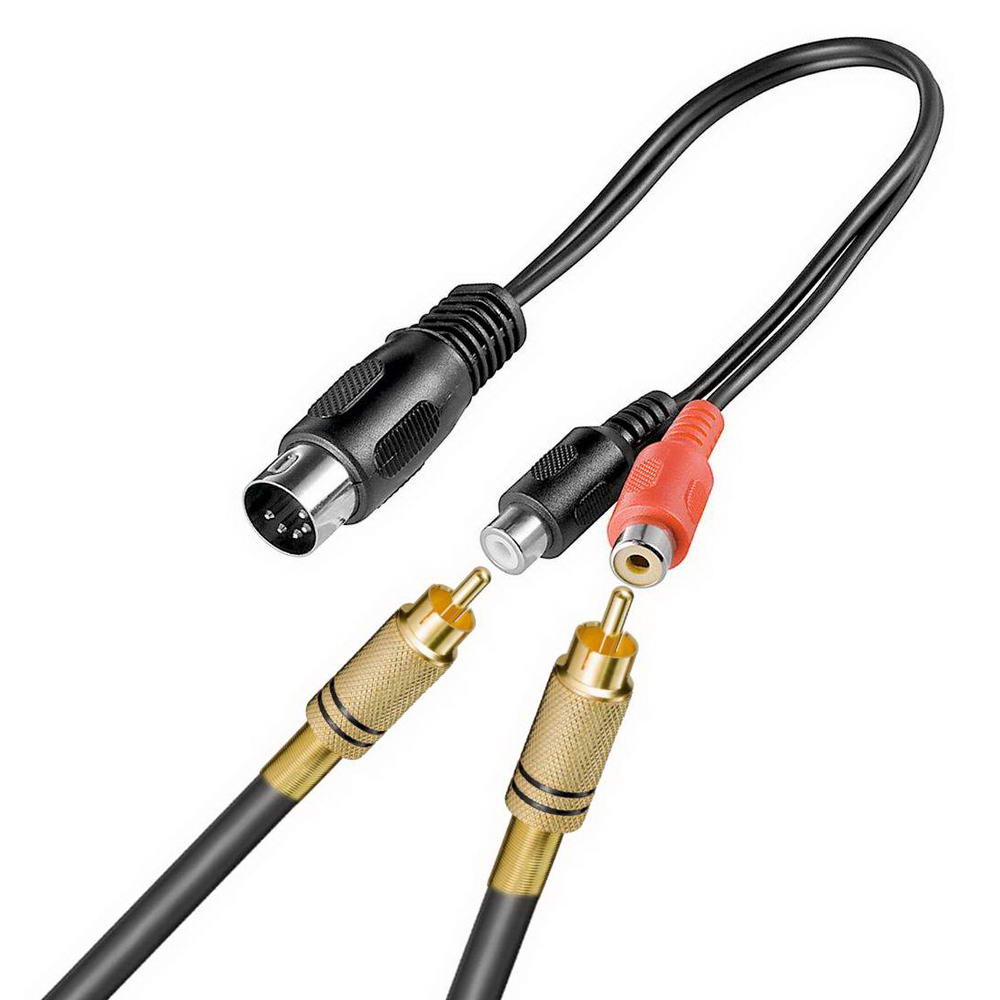 Audio DIN Adapter: 5 pol. DIN Stecker auf 2x Cinch Buchse; DIN 1/4, Aufnahme