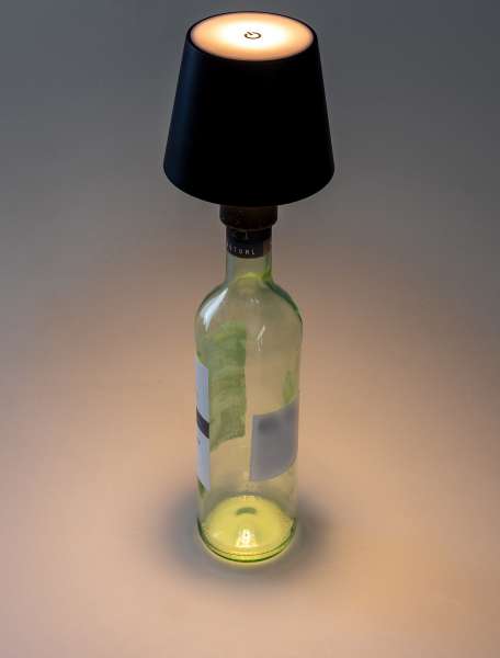 LED Akku Flaschenleuchte warmweiß, Li Akku, ØxH 10x12cm